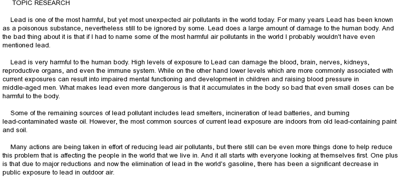 Brief essay on air pollution