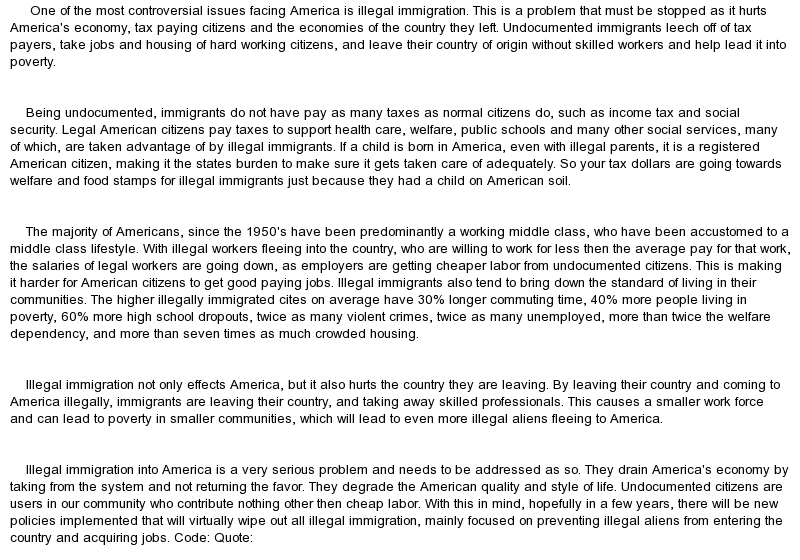 Argumentative essay topics about illegal immigration