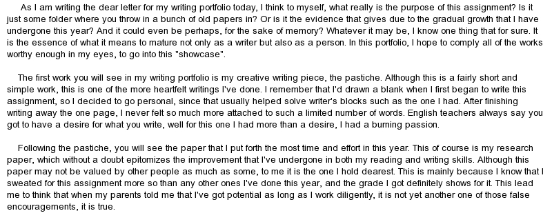 Example on writing a informal paper about myself