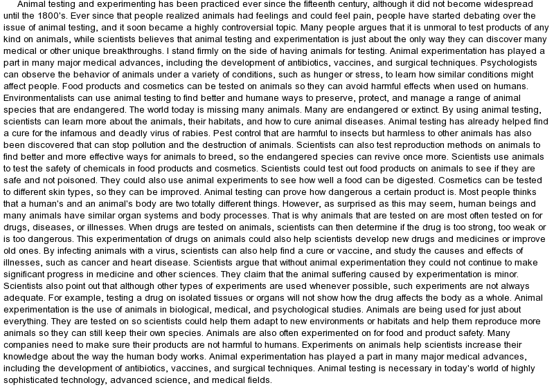 Animal testing essays